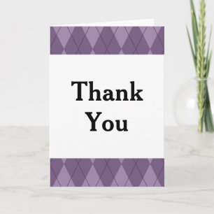 Purple Argyle Thank You Card