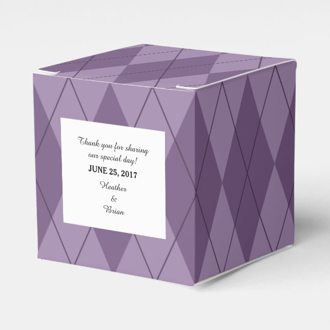 Purple Argyle Wedding Favour Boxes (Front Side)