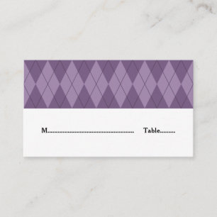 Purple Argyle Wedding Place Card