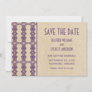 Purple Art Deco Border Save the Date Invite