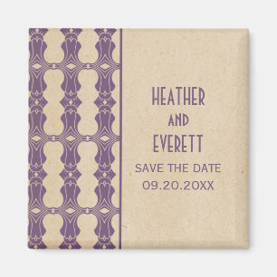 Purple Art Deco Border Save the Date Magnet