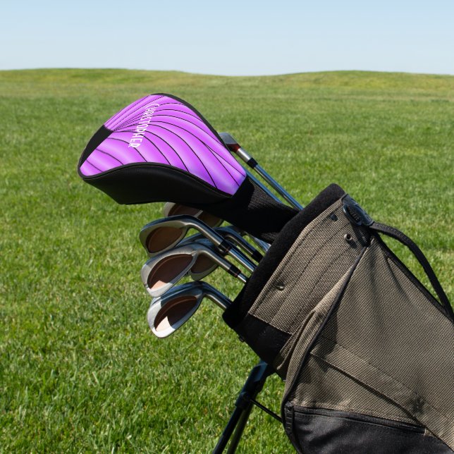 Purple Art Deco Design Golf Head Cover (In Situ)