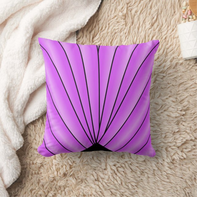 Purple Art Deco Fan Design Cushion (Blanket)