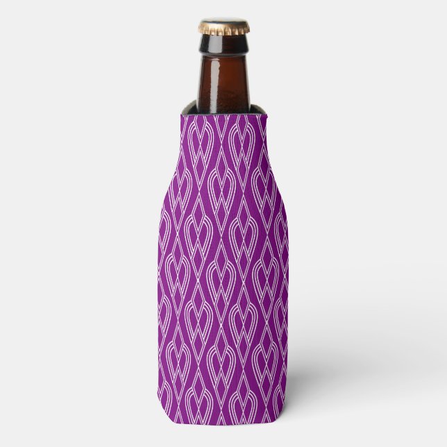 Purple Art Deco Flowerbeds  Bottle Cooler (Bottle Front)
