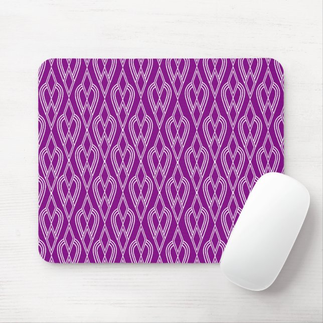 Purple Art Deco Flowerbeds  Mouse Pad (With Mouse)