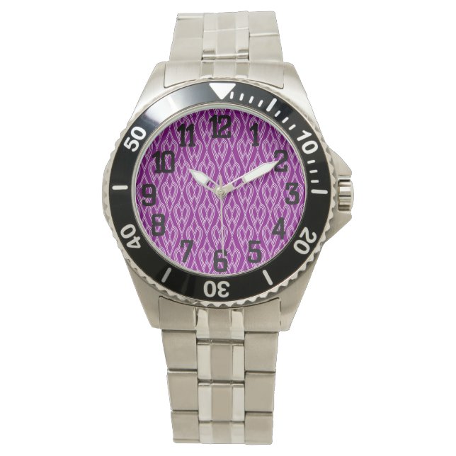 Purple Art Deco Flowerbeds  Watch (Front)