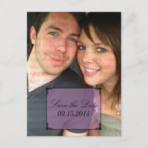 Purple Art Deco Frame Save the Date Postcard