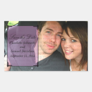 Purple Art Deco Frame Save the Date Stickers