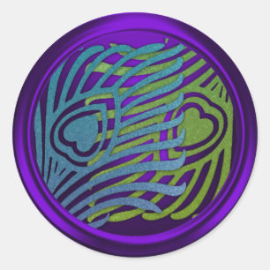 Purple Art Deco Peacock Envelope Seal Set 1104