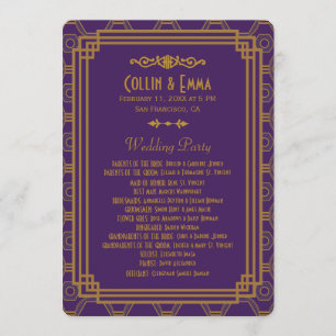 Purple Art Deco Wedding Programs Programme