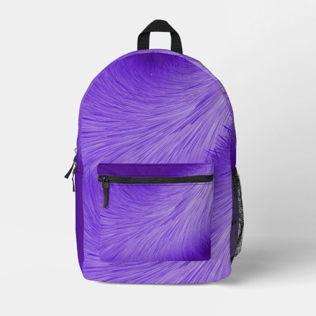 purple art line printed backpack (Front)