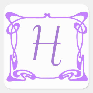 Purple Art Nouveau Border  Square Sticker
