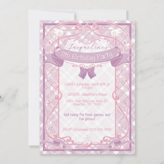 Purple Art Nouveau Princess Birthday Invitation