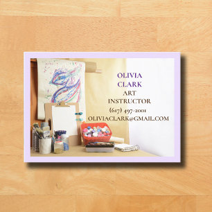 Purple Art Teacher/Tutor/ Educator Art Class  Business Card