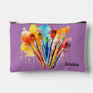 Purple Art Themed Pencil /Toiletry School Accessory Pouch