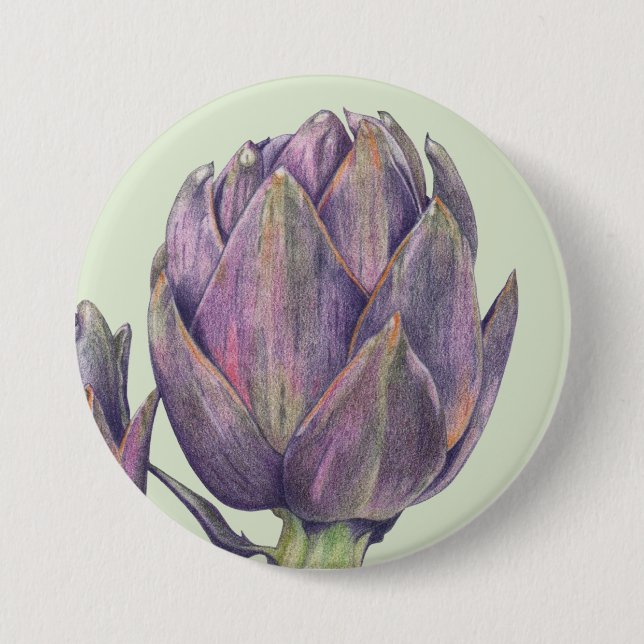 Purple Artichoke green Round Button (Front)