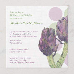 Purple Artichokes dots Bridal Luncheon Invitation