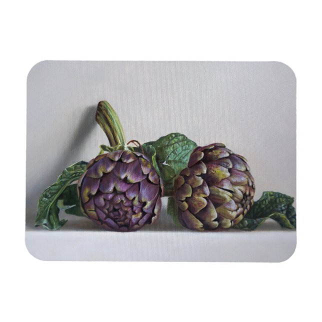 Purple Artichokes Hyperrealism Painting Magnet (Horizontal)