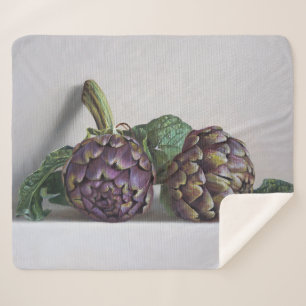 Purple Artichokes Hyperrealism Painting Sherpa Blanket
