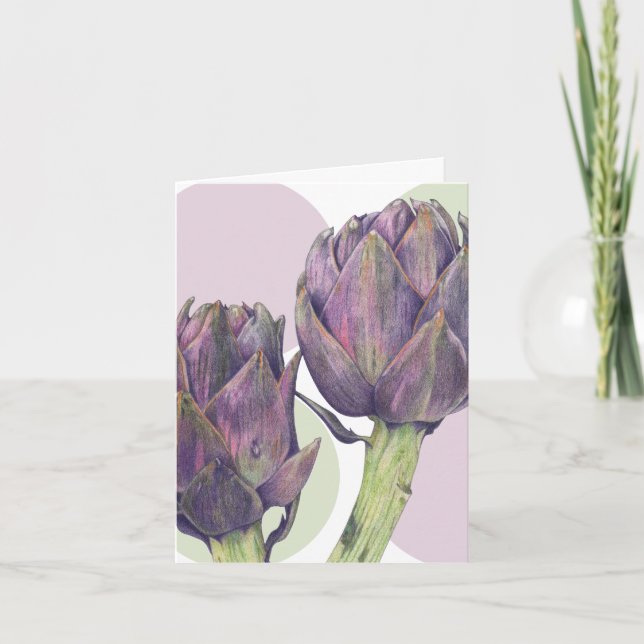 Purple Artichokes Note Card (Front)