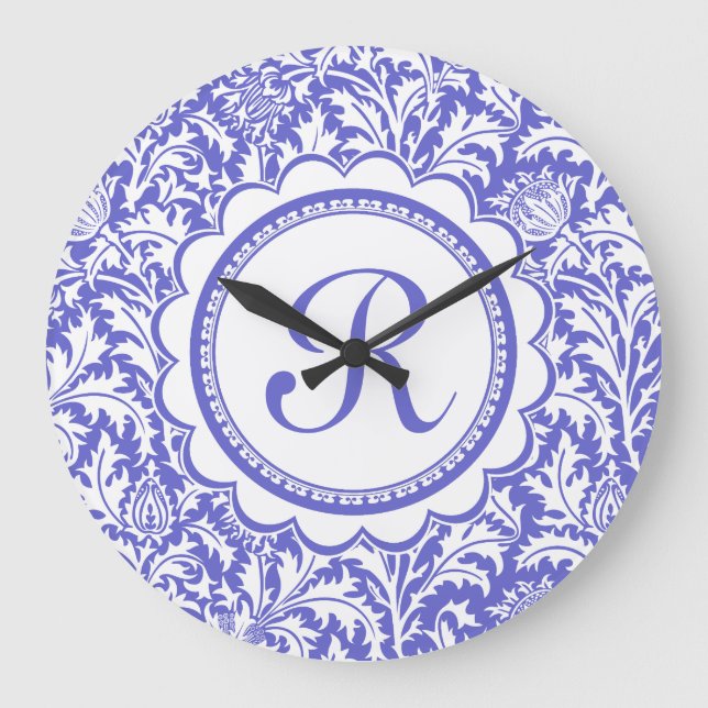 Purple Arts and Crafts William Morris Floral Large Clock (Front)