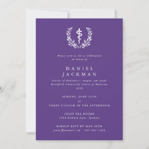Purple Asclepius Medical School Graduation Invitation
