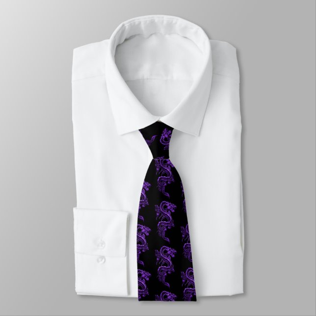 Purple Asian Dragons  Tie (Tied)