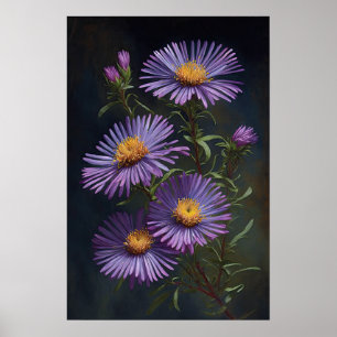 Purple Aster Flower Art Print Poster