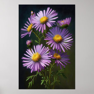 Purple Aster Flower Art Print Poster