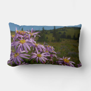 Purple Aster Flowers at Mount Rainier Lumbar Cushion