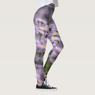 Purple Aster Flowers Leggings
