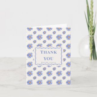 Purple Aster Personalised Flat Thank You Card