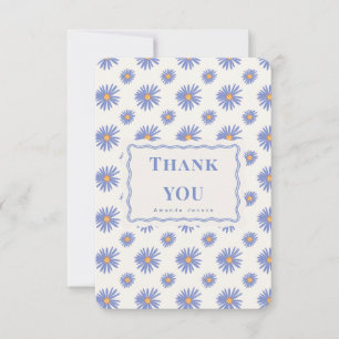 Purple Aster Personalised Flat Thank You Card