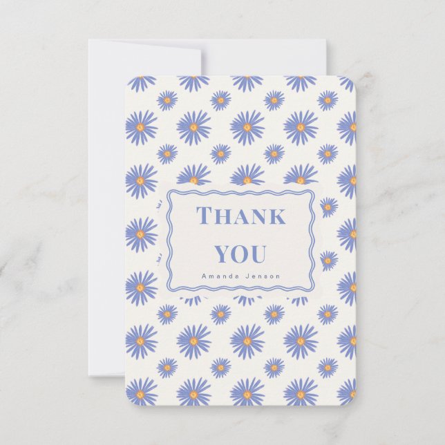 Purple Aster Personalised Flat Thank You Card (Front)