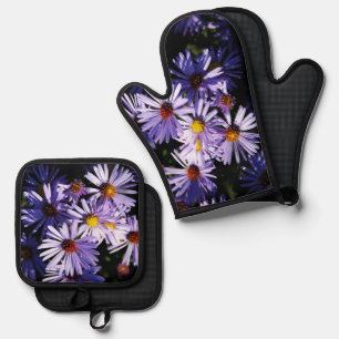 Purple Aster Wildflower Oven Mitt & Pot Holder Set