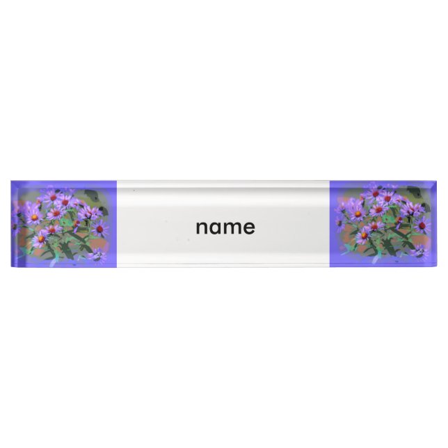 purple asters desk nameplate (Front)
