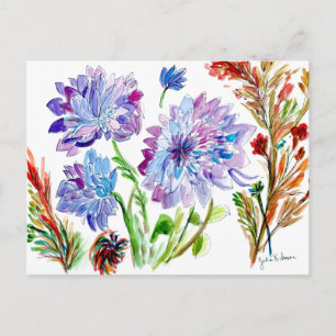 Purple Asters Flower Postcard
