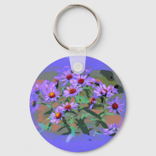 purple asters keychain