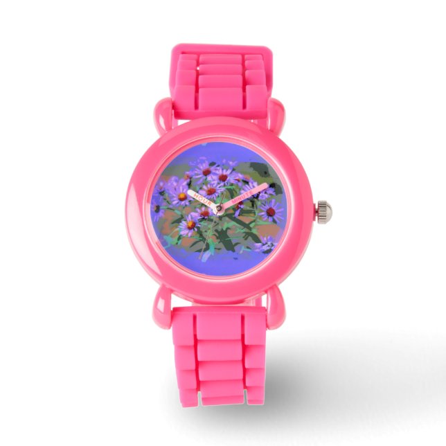 purple asters wrist watch (Front)