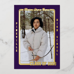 Purple Athlete Card Foil Graduation Announcement