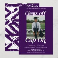 Purple Athlete Graduation Cleats off Cap On