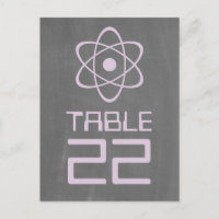 Purple Atomic Chalkboard Table Number Postcard