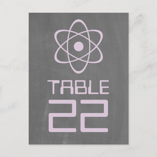 Purple Atomic Chalkboard Table Number Postcard (Front)