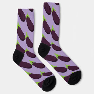 Purple Aubergine Eggplant Food Pattern Socks