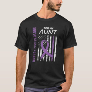 Purple Aunt Alzheimers Awareness Flag Dementia Fam T-Shirt