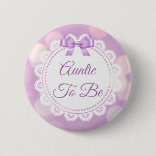 Purple Auntie to be Baby Shower 6 Cm Round Badge