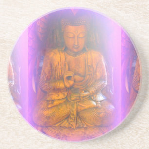 purple aura buddha drink coaster