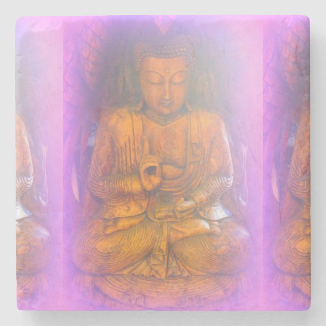 purple aura buddha marble stone coaster (Front)