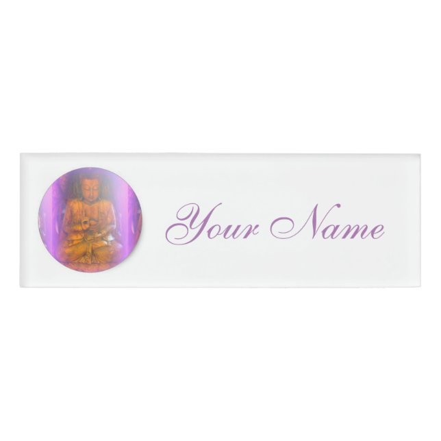 purple aura buddha name tag (Front)