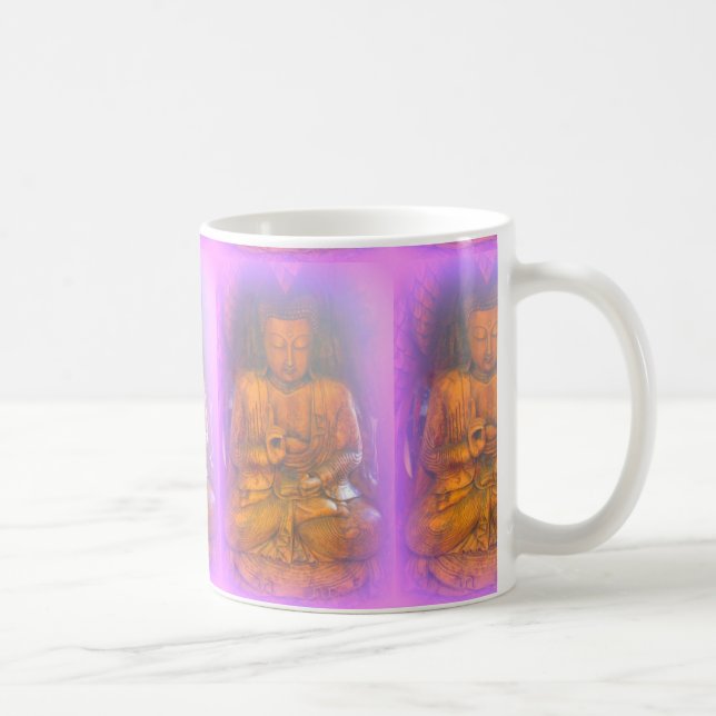 purple aura serene sitting buddhas coffee mug (Right)